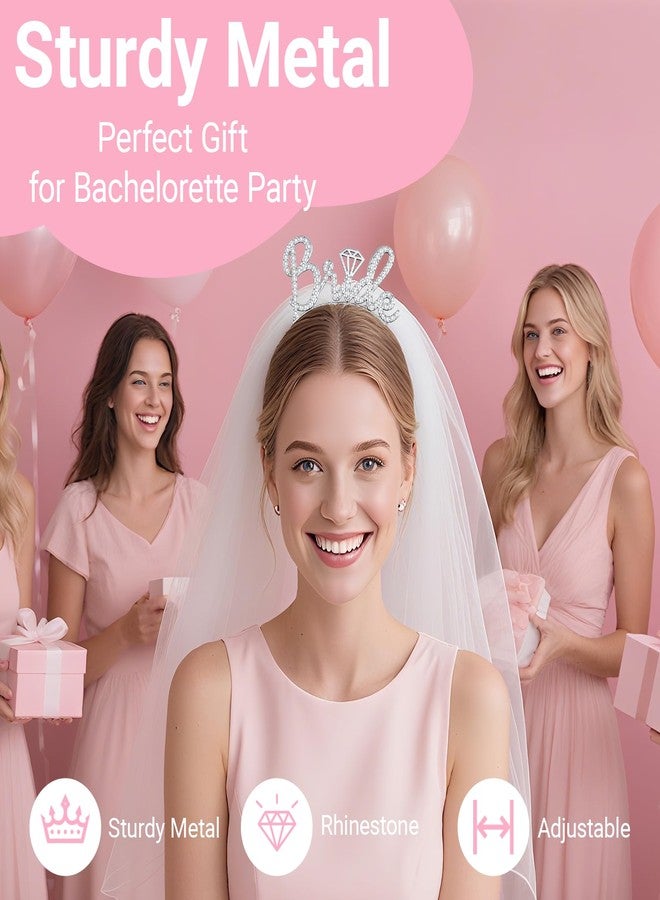 Papoopy 3Pcs Bride to Be Headband with Sash and Veil for Bachelorette Party Decorations, Bridal Shower Accessories for Gift, Favors - Image 3